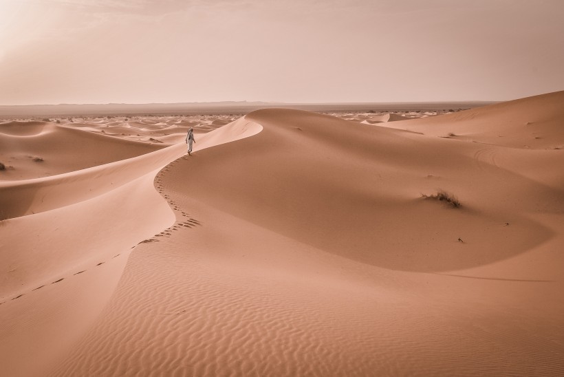 一望无垠荒凉的沙漠风景图片