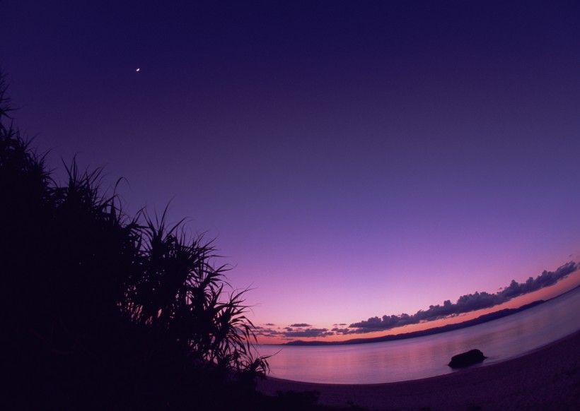 海边落日唯美紫霞图片