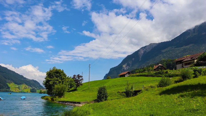 瑞士龙疆湖自然风景图片