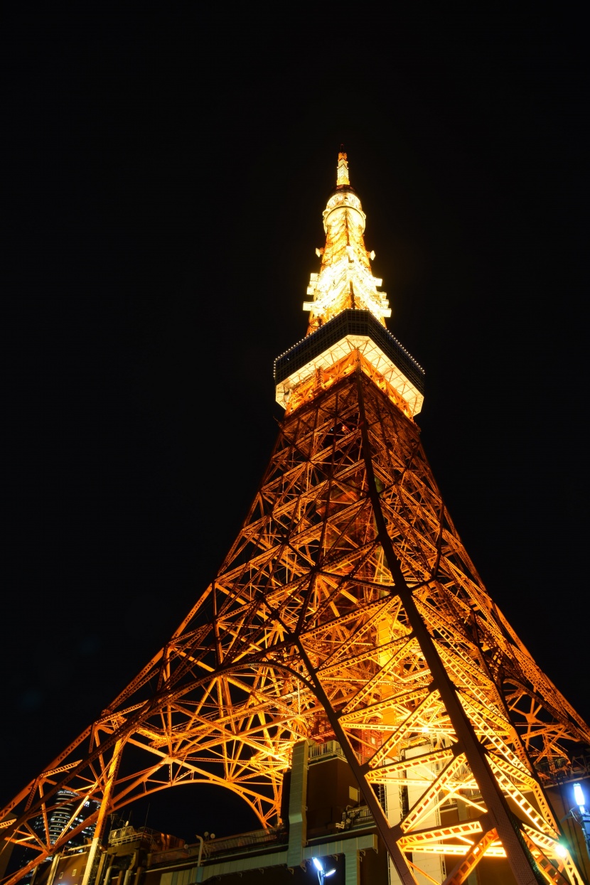 黑夜里发光发亮的日本东京塔图片