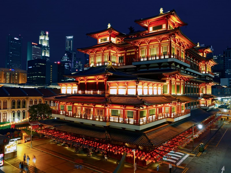 新加坡佛牙寺建筑风景图片