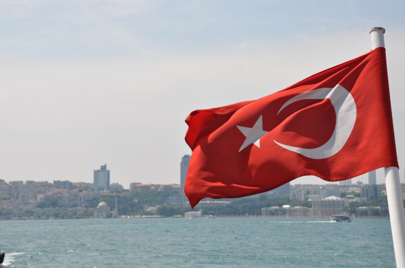 红色的土耳其新月星星国旗图片