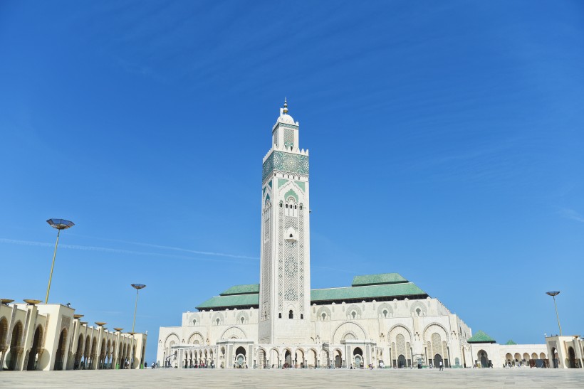 摩洛哥卡萨布兰卡的哈桑二世清真寺建筑风景图片