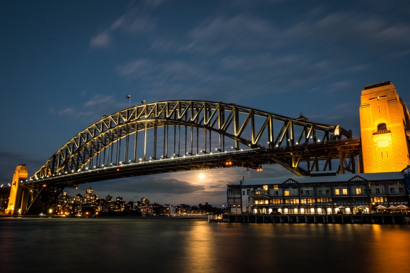 夜晚的悉尼港湾大桥图片