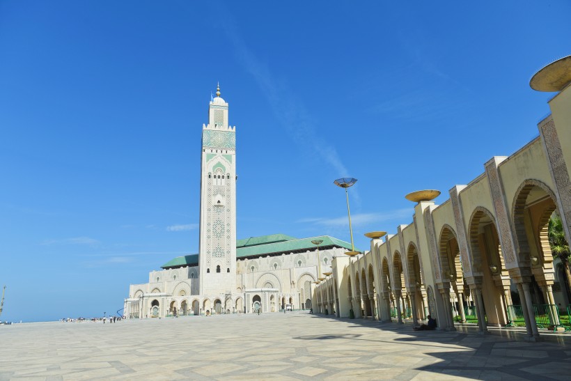 摩洛哥卡萨布兰卡的哈桑二世清真寺建筑风景图片