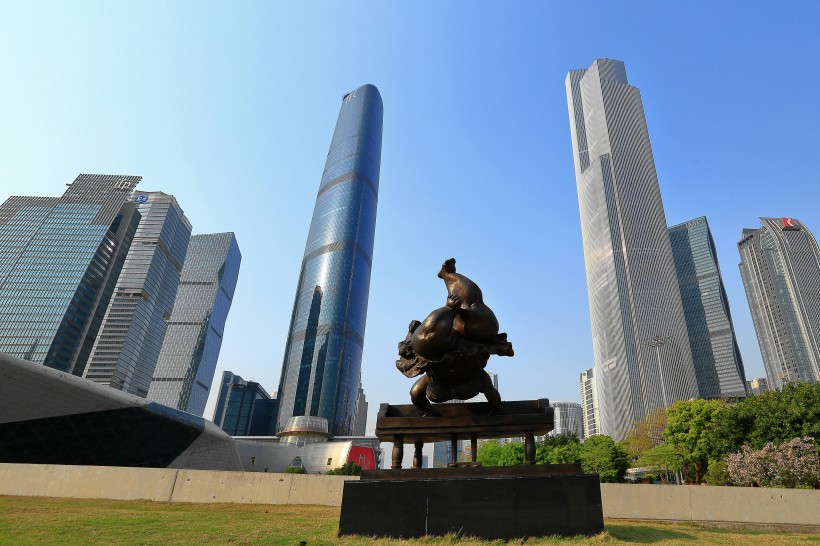 广州双子塔建筑风景图片