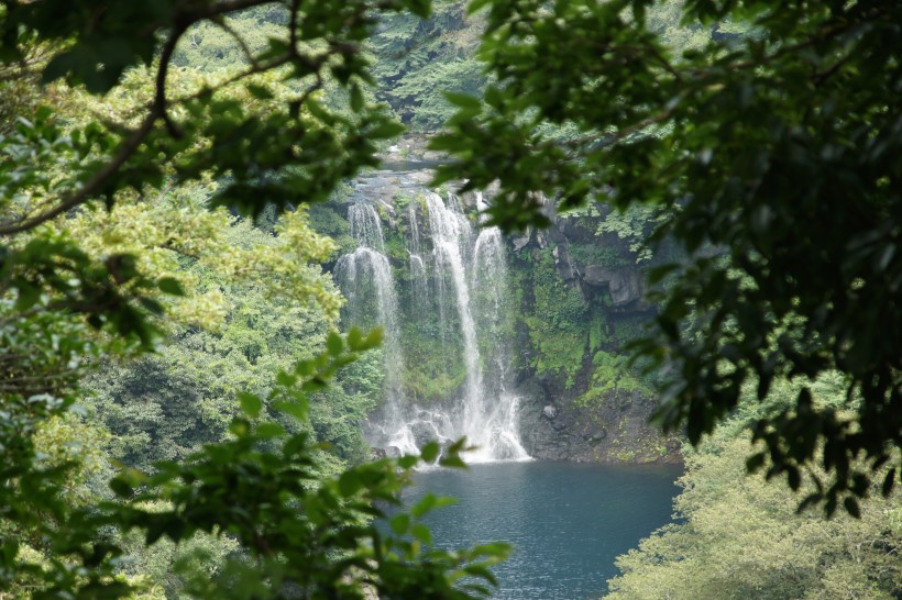 韩国济州岛天地渊瀑布自然风景图片