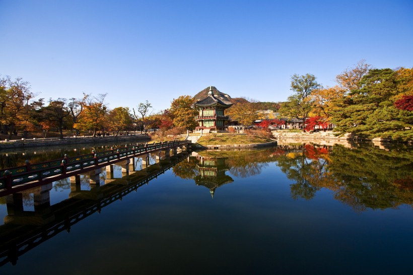 韩国景福宫恢弘建筑风景图片