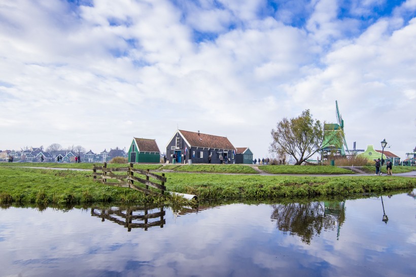 荷兰桑斯安斯的风车风景图片
