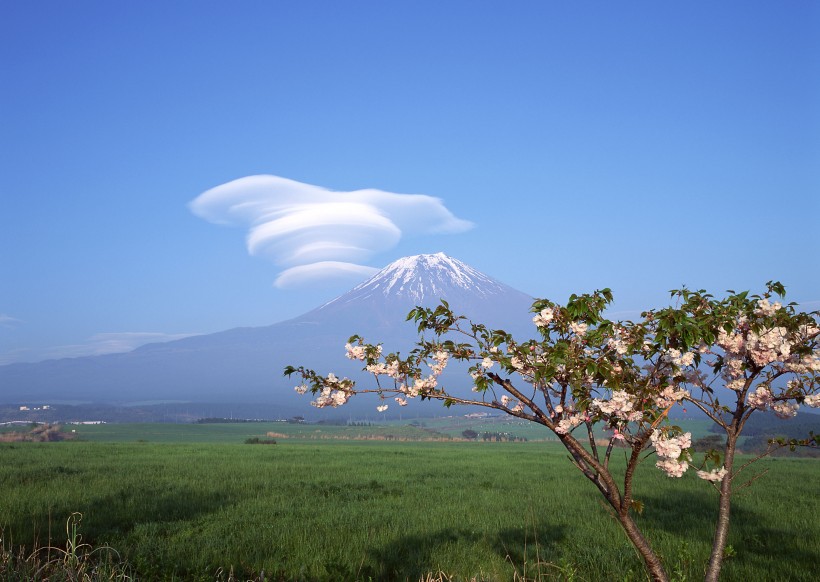 日本富士山春天风景图片