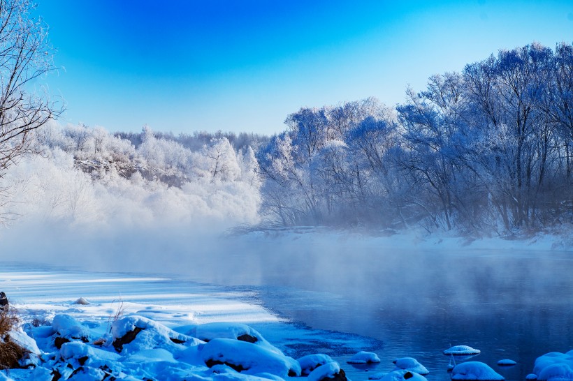 黑龙江库尔滨河的冬天风景图片
