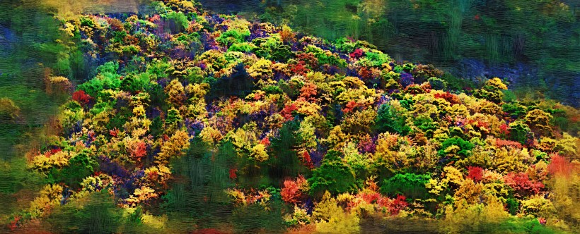 四川阿坝米亚罗风景油画效果图片