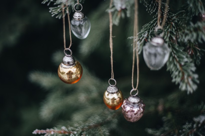 圣诞装饰在树上的挂饰图片