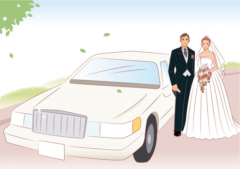 婚礼情景卡通矢量图片