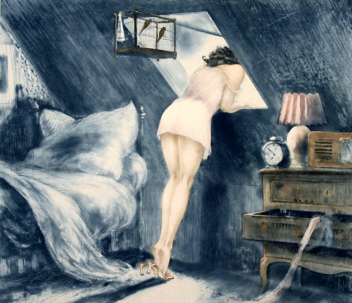 Attic Room (Woman in an Interior Leaning out of a Window), 1