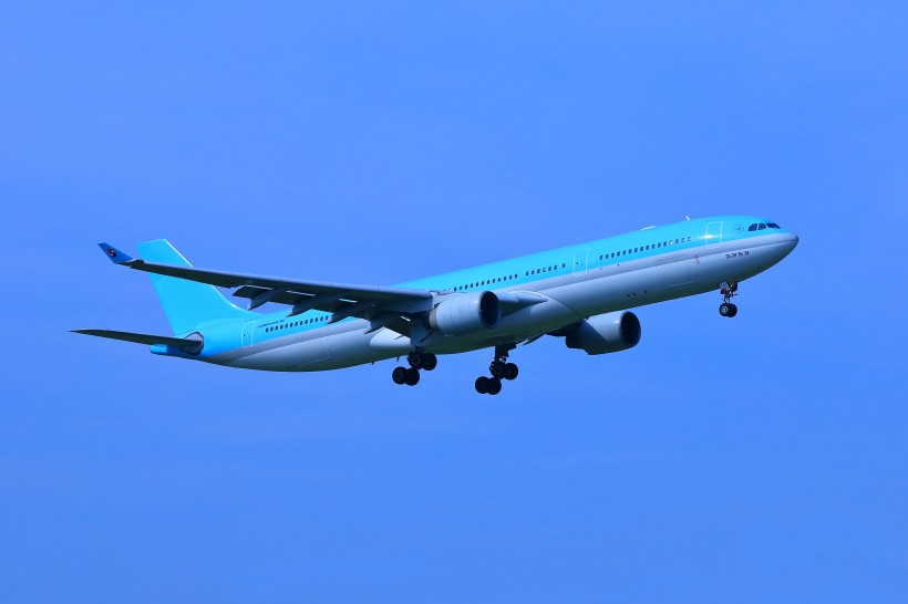 客运飞机在天空中飞行图片