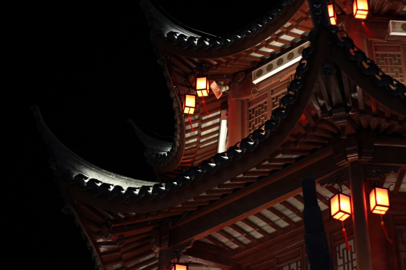 夜晚的中式灯笼图片