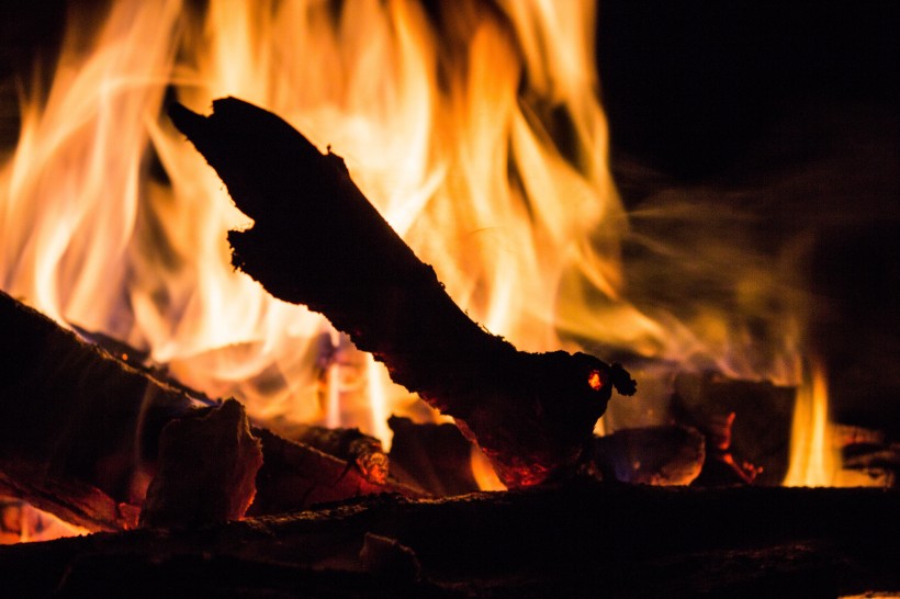 燃烧的木炭篝火火焰图片