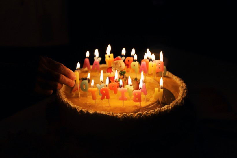 插着蜡烛的生日蛋糕图片