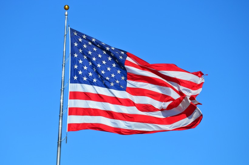 美国国旗的特写图片