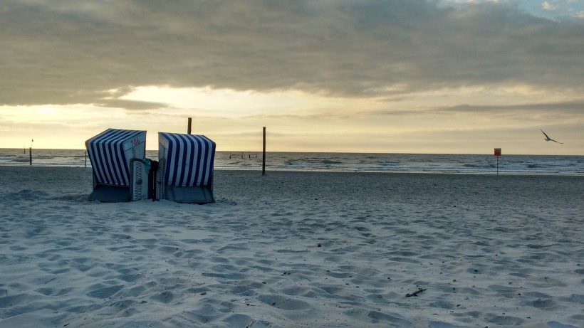 海边的沙滩椅图片