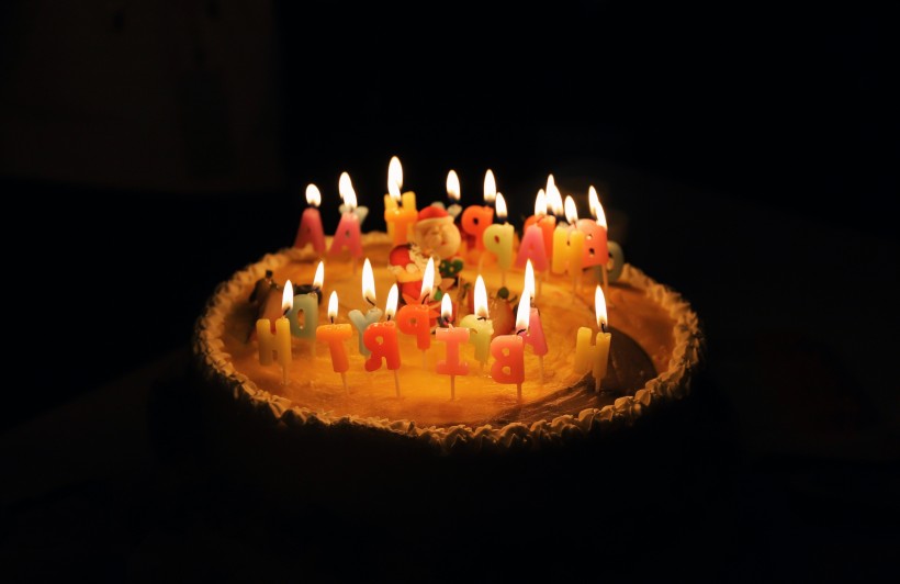 插着蜡烛的生日蛋糕图片