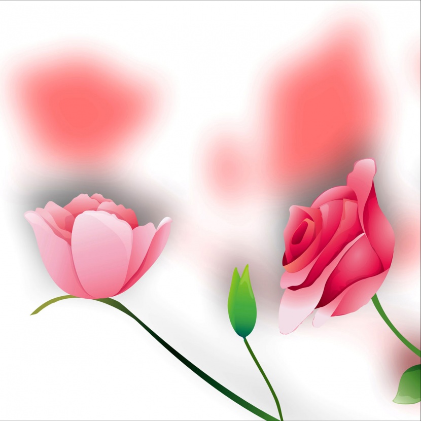 粉色温馨花朵三联画图片