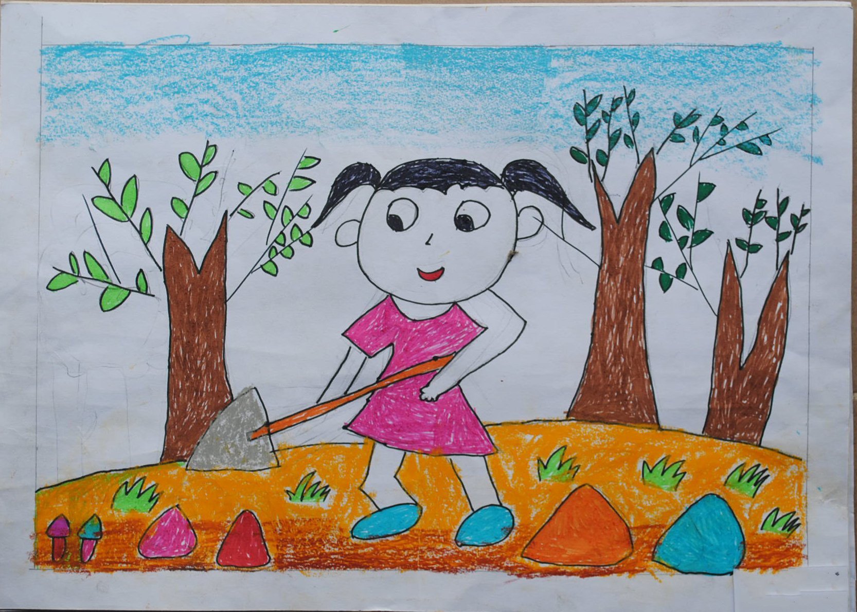 51劳动节儿童画-劳动带给我的快乐