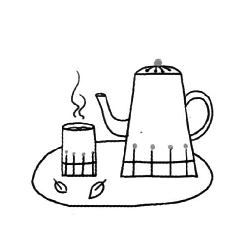 4.画个茶杯和盘子。