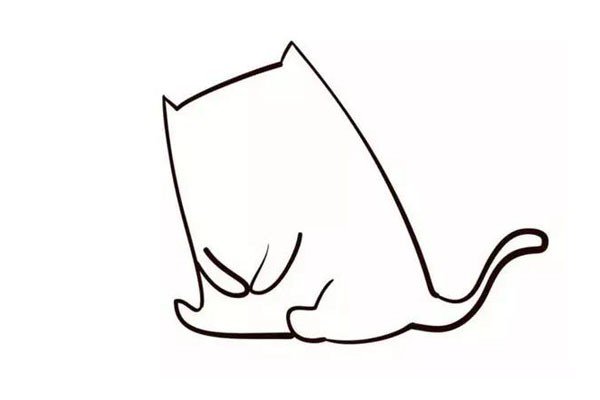 第四步在画好的猫咪身子偏下的位置画出一双小手。