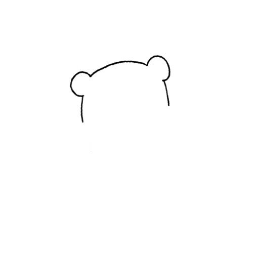 1.先画小熊的头部轮廓。