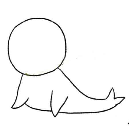 2.接着画出海豹的身体轮廓。