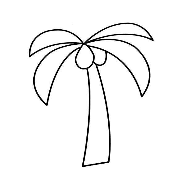 椰子树简笔画大全 月光下的椰子树简笔画