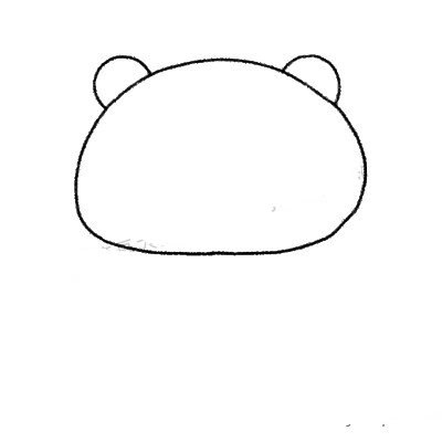 1.画出小熊圆圆的大脑袋，加上两个半圆形小耳朵。