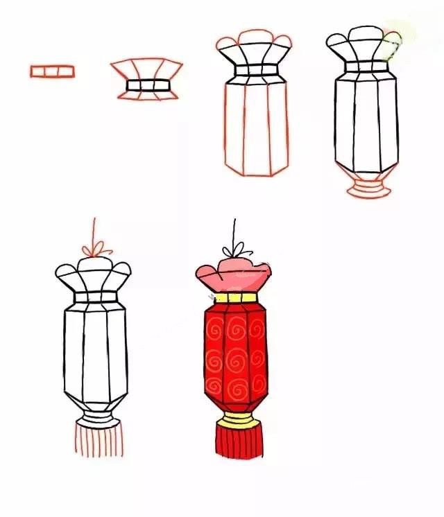 春节灯笼的画法1