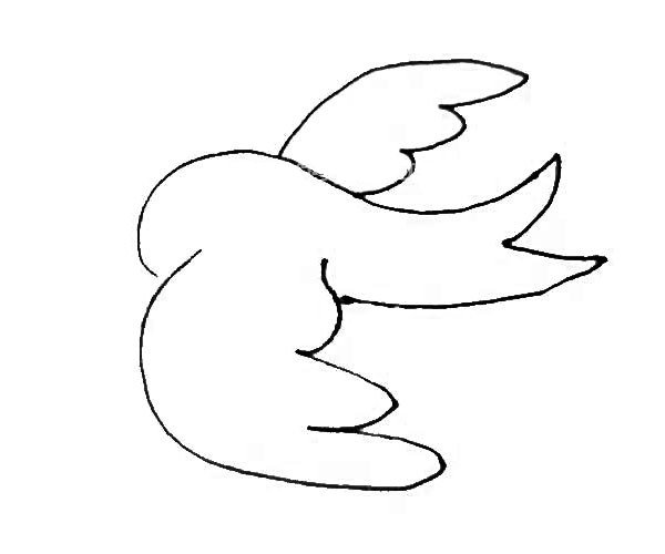 第四步：上面的翅膀也是一样的画法，但注意要小一些。