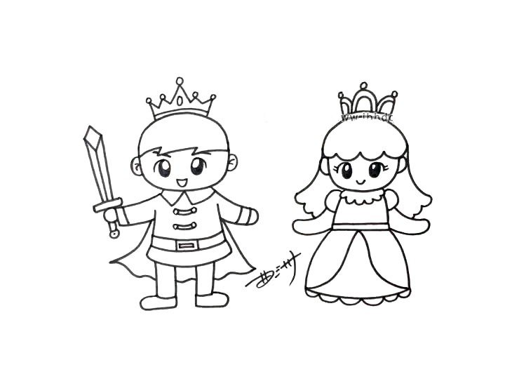 王子和公主的简笔画1