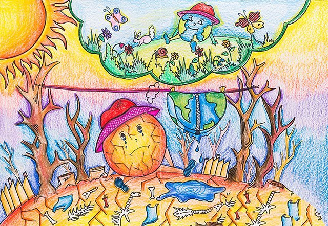 地球母亲的回忆世界地球日儿童画获奖作品