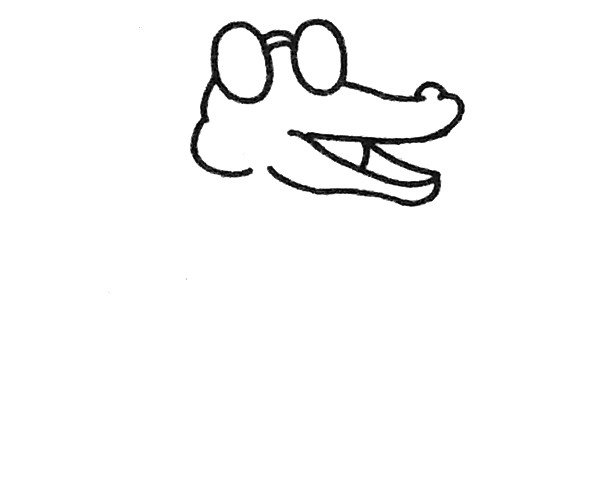 1.先画鳄鱼的头部轮廓。