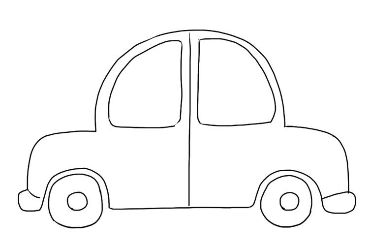5.画出车窗和车门的线条。