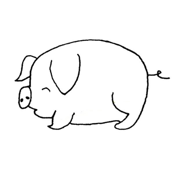 一组可爱的小猪简笔画图片