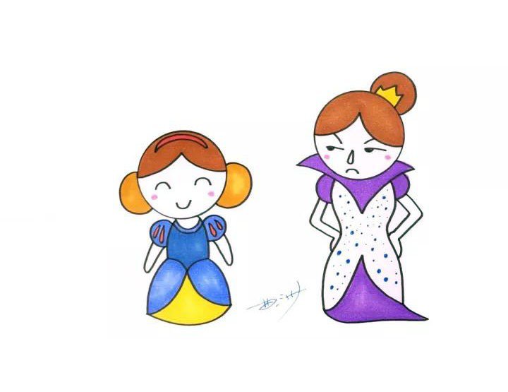 白雪公主和皇后的简笔画2