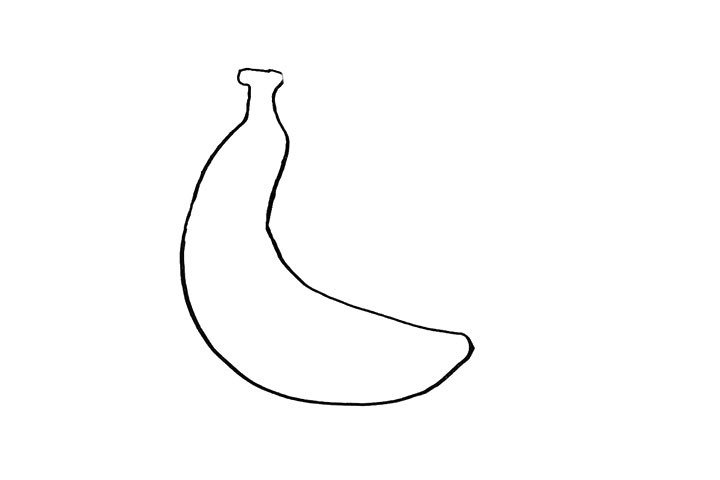 1.首先画出一个大大的香蕉.先画出它的轮廓。