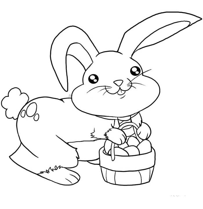 拿着一筐鸡蛋的复活节兔子