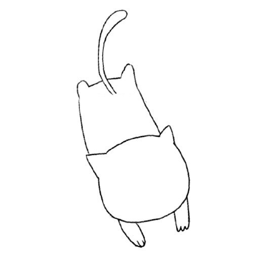 2.再画小猫的身体轮廓。