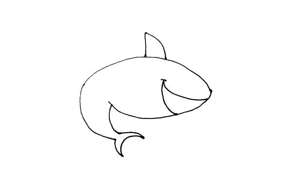 第五步：外形画好了后，在里面画上鲨鱼的大嘴巴。