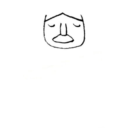 1.先画国王的面部，给他一个思考问题的表情。