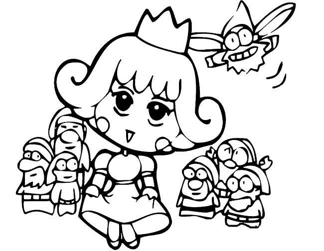 白雪公主和七个小矮人简笔画