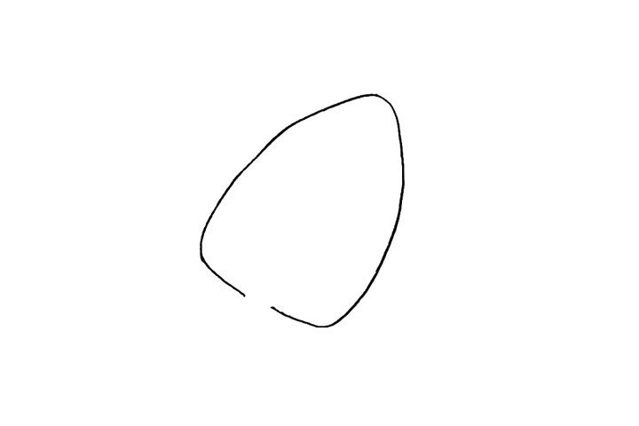 1.首先画一个圆润的三角形.底部留出一个缺口。