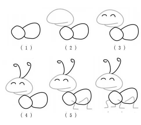 小蚂蚁简笔画步骤图二种